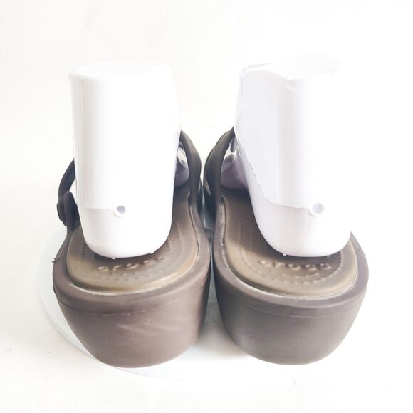 Crocs Comfort Sandals Size 9 Iconic Swiftwater Brown Slides Waterproof Wedge - Picture 7 of 10